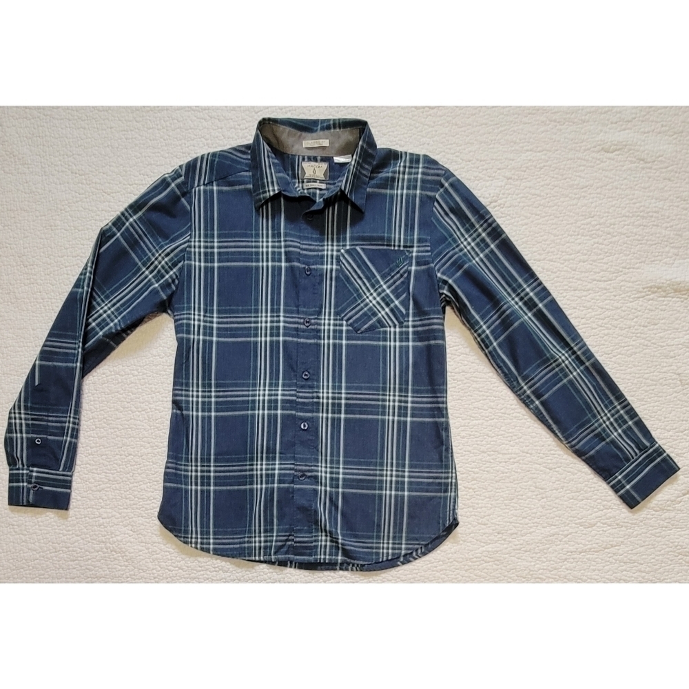 VOLCOM Blue Plaid Button Down Shirt